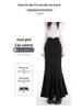 Women's Spring High Waist Elastic Fishtail Long A-line Skirt - Slimming, Large Hem, Hip-Hugging Design