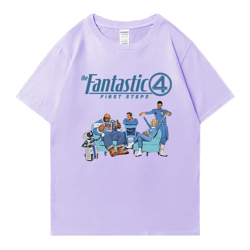 2025 The Fantastic Four First Steps Oversized 100% Cotton short sleeve t-shirts Hip Hop Men Women Summer Unisex T shirt clothing