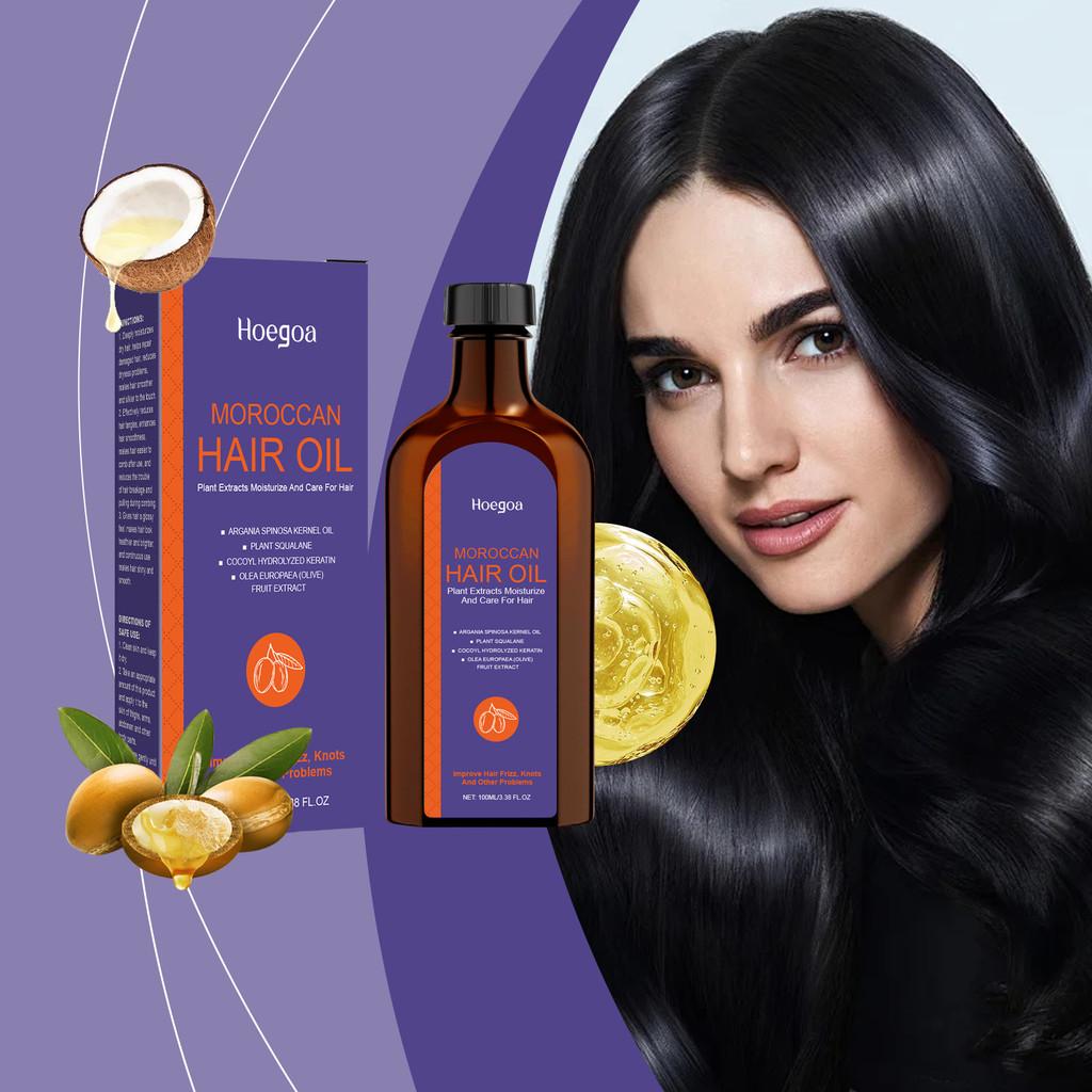 Hoegoa Moroccan Hair Oil Nourishing Hydrating Treatment For Smooth Frizz-free Hair