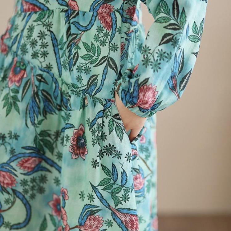 New Spring Summer Women Plus Size Vintage Floral Print Long Dress Loose Oversize Maxi Long Sleeve