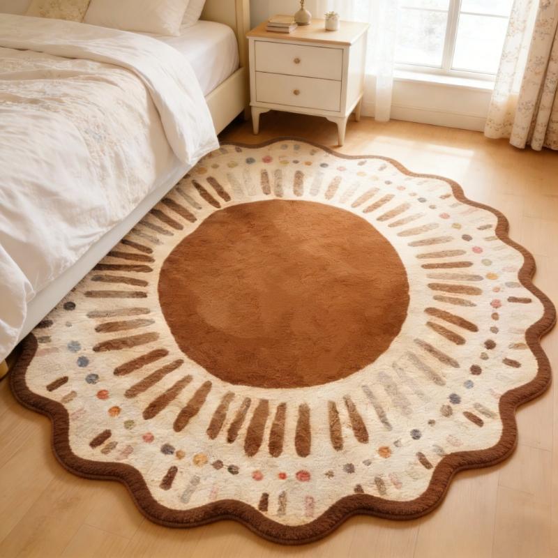 Dopamin-Farben Teppiche für Wohnzimmer Flauschig Weich Schlafzimmer Dekor Teppich Unregelmäßige Form Nachttischteppich Zuhause Verdickt Plüsch Bodenmatte