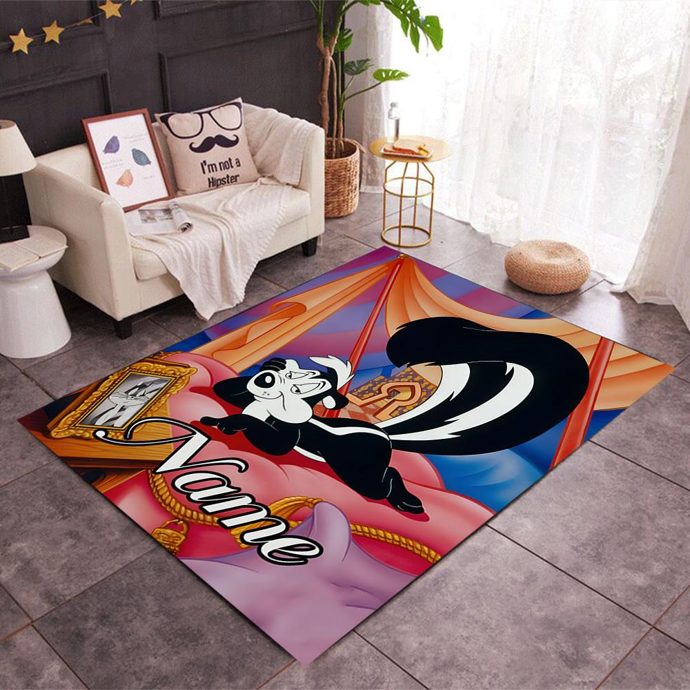 Looney Farm Animal Friends Customize Your Name Floor Rug Office Rug Suitable for Balcony Entryway Dormitory Foyer Anti-slip Rug Anime Office Decor