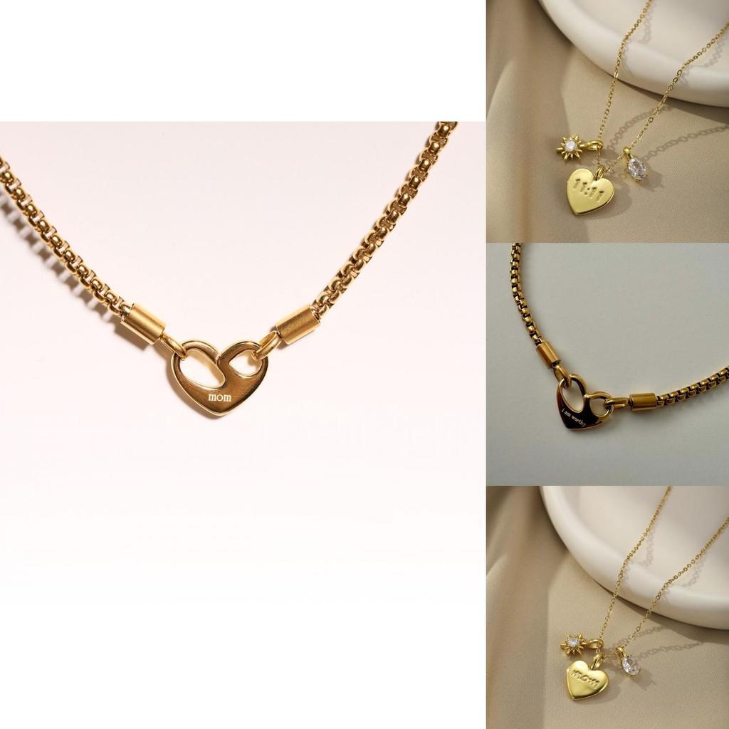 Stylish Two-sided Heart Necklace Pendant In Premium Stainless Steel Perfect For Fashionable Women And Moms