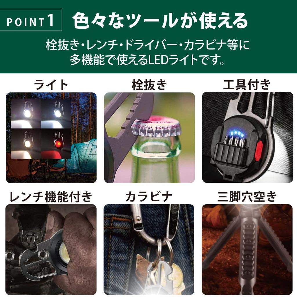 OHM Electric LED USB Compact Tool Round 910 Includes Bottle 4 and Perfect for Outdoor Camping Flashlight, Charging, Light, Shape, Lumens, Opener,