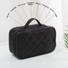Borsa Doppia Strato per Trucco con Tracolla Grande Custodia per Cosmetici per Donne Organizer per Trucco per Pennelli Bellezza, Ombretto Rossetto Nero