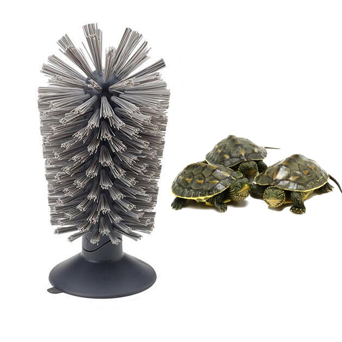 

Turtle Tank Scrub Brush with Suction Cups Amphibian Reptile Shell Cleaning Exfoliation Tool for Removing Scutes Promoting Health темно-сірий