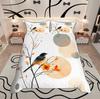 Homewish Modern Minimalist Duvet Cover Set, Chic Bird Bedding Set, Botanical Leaves Quilt Cover Set, Bedroom Decor