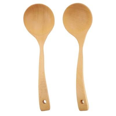 2PCS Wooden Spoon Ladle for Cooking Long Handle Kitchen Serving Spoon Soup Ladle Cooking Utensil