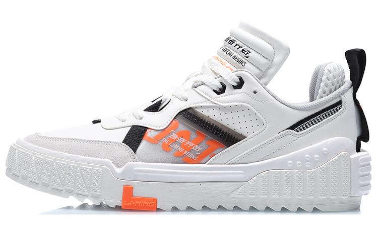 Li Ning 001 Амортизация Unblock, Износостойкие Низкие Скейтбордические Кроссовки Мужские Белый Черный AGCQ199-2
