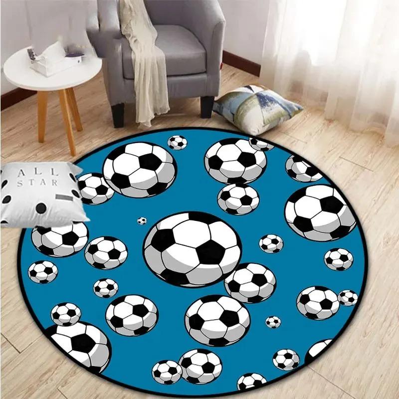 

Soccer Ball Round Rug Football Theme Carpet for Living Room Bedroom Non Slip Floor Mat Living Room Balcony Floor Mat 60cmx60cm