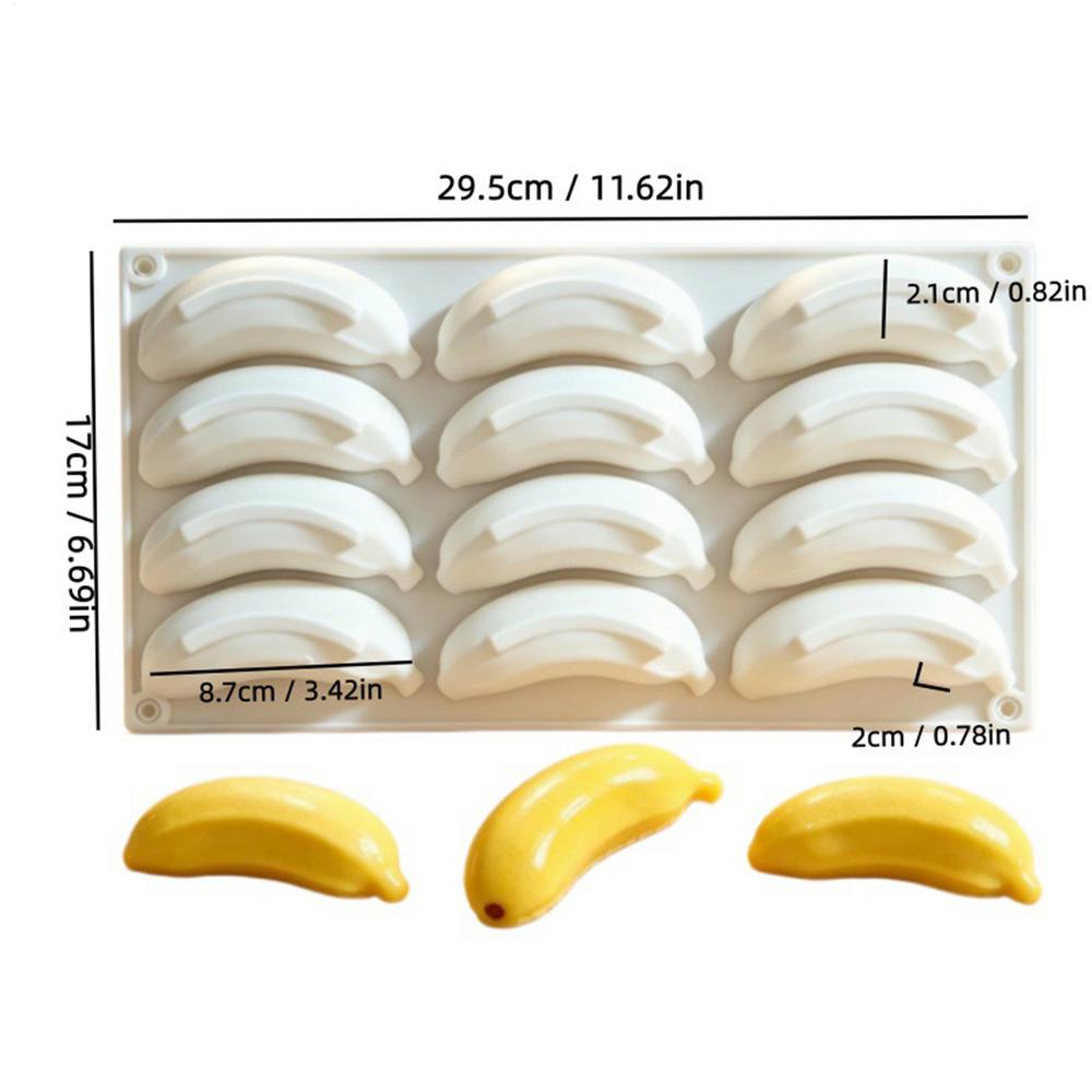 11 Cavity Banana Mousse Cake Silicone Mold Chocolate Pudding Dessert French Pastry Baking Mold Creative DIY Candle Molds