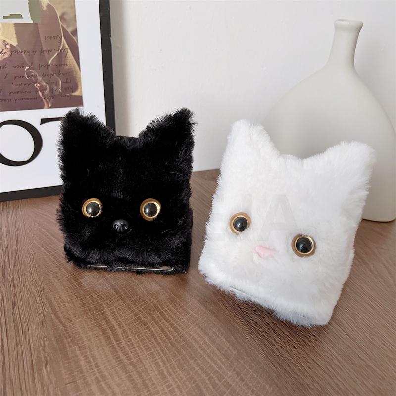 Søt Cat Warm Plush Bracket Veske For Samsung S23 S22 S21 Ultra A14 A24 A34 A54 A13 A23 A33 A53 A12 A22 A32 A52 A31/Redmi Note12 11 10s 12C 9 9A 9T