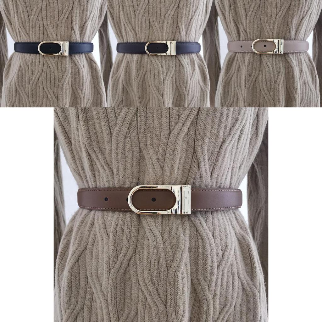 Genuine Leather Womens Two Layer Cowhide Casual Belt With Pin Buckle For Dress And Pants