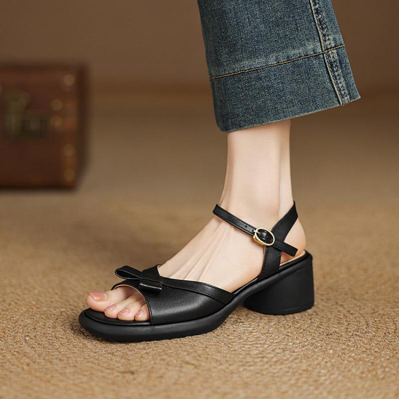 New rubber non-slip soft-soled broadband sandals casual solid color platform sandals women's buckle round head size sandals