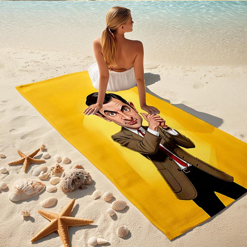 1Pc Mr Bean'S Classic Pose Beach Towel Quick Dry Multiuse For Beach Pool Gym Yoga Home Travel Christmas Halloween Xmas Gift N138