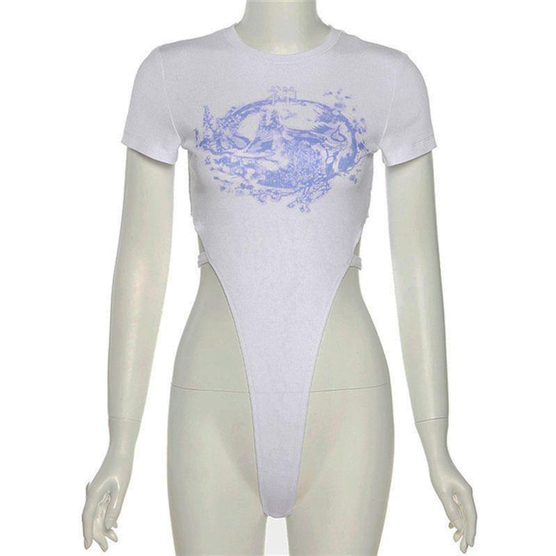 

Однотонный облегающий боди с круглым вырезом, однотонный облегающий комбинезон с круглым вырезом white S