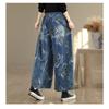 DIMANAF Plus Size Autumn 2025 Jeans New Long Pants Women Loose Denim Trousers Big Size Casual Floral Print