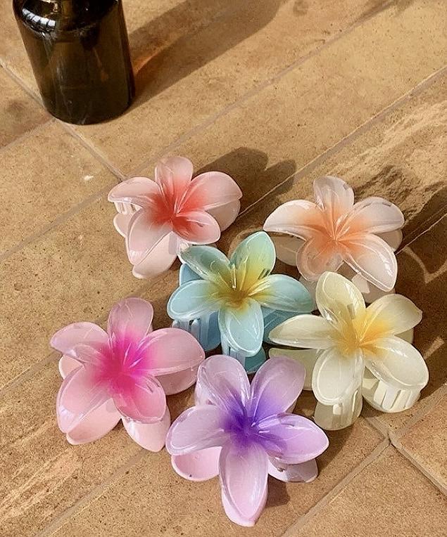 4 buc Clipuri Drăguțe de Păr Tip Gheară de Banană cu Flori pentru Păr Gros, Fixare Puternică Antiderapantă, Hawaian, Accesorii de Păr pentru Femei Fete Cadou de Sărbători