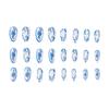 White Press On Nails with Blue Flower Print Chip-Proof Smudge-Proof Fake Nails for Shopping Traveling Dating