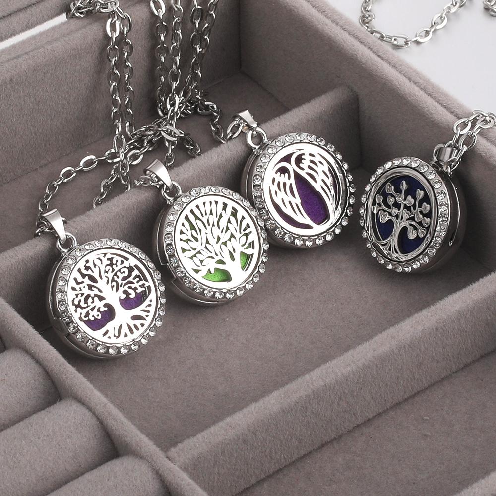New Stainless Steel Alloy Fashion Aromatherapy Necklace Essential Oil Diffuser Perfume Locket Pendant Women Jewelry Gift
