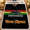 Flannel BlanketPenrith Panthers Custom Name Text Personalized Soft Warm Throw Blanket Home Decor Gift