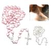 Perlen Rosenkranzperlen Rosenkranz Halskette Katholische Gebet Rosa Weiß Perle Liebesherz Christus Gebet Rosenkranz Halskette Schmuck