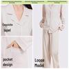 Women's Antibacterial Lyocell Tencel Pajama Set – Breathable Long Sleeve Pajamas with Long Pants for Spring and Summer.