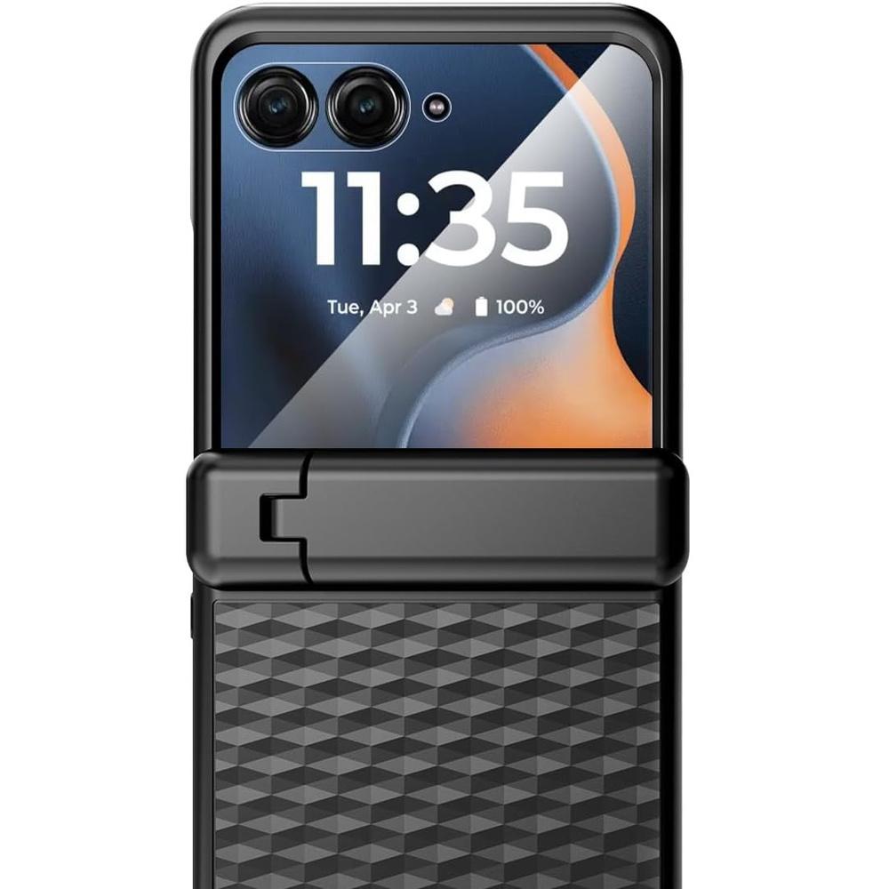 Hülle für Motorola Razr 70 Ultra / 60 Ultra, PC-Ständer Hülle, mit Glas, schwarz