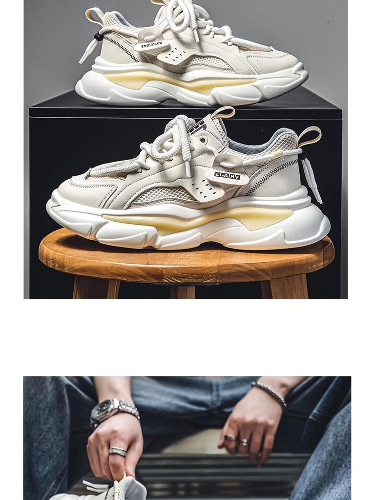 Dad's Spring 2025 Men's Breathable Trendy Thick-Soled Running Sneakers Casual Shoes