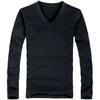 Elastic Mens T-Shirt V-Neck Long Sleeve Men T Shirt for Male T-Shirts Man Clothing TShirt Brand Tops Tees