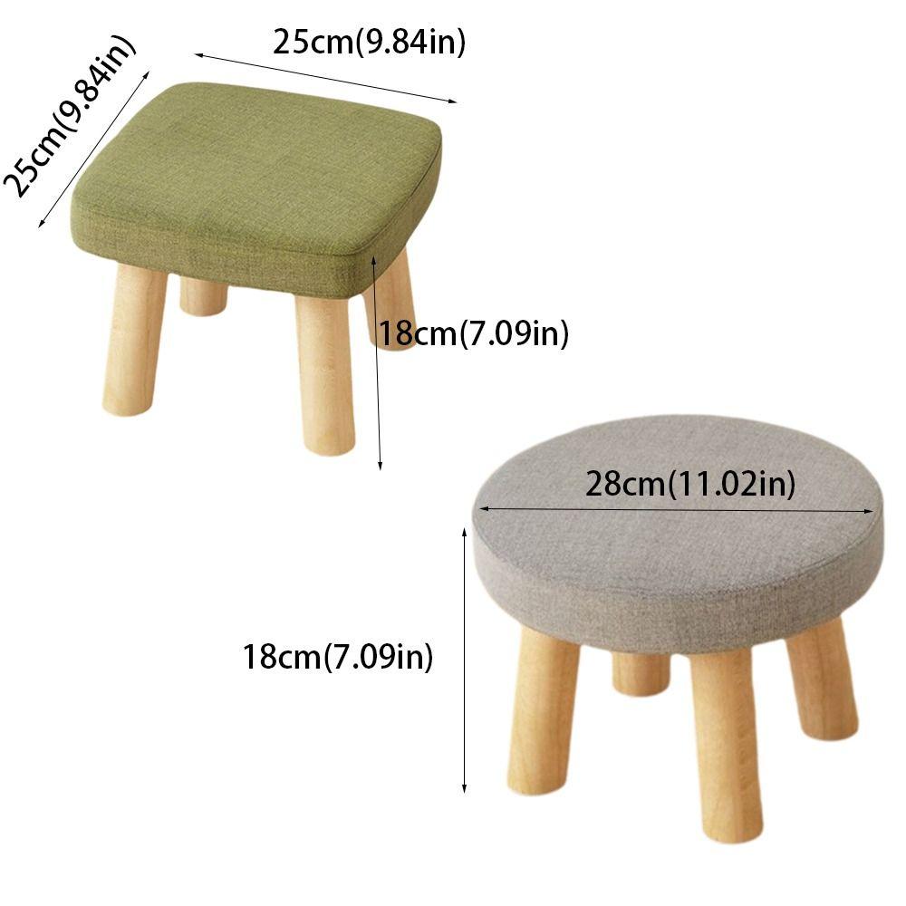 Non-Skid Solid Wood Small Foot Stool Soft Shoe Changing Chair Small Footstool Ottoman Office