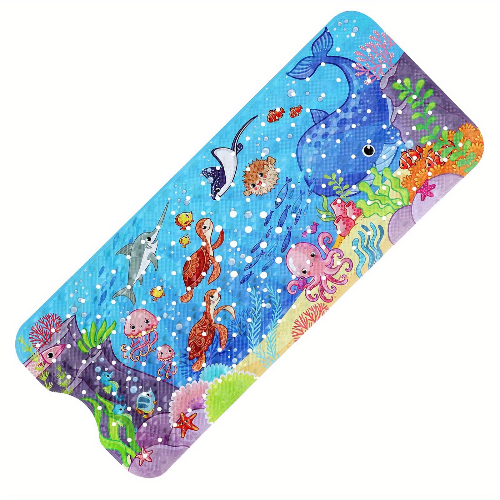 

Bathtub Mat Non Slip Cartoon Bath Mat with Suction Cup and Drain Hole, Extra-Long 101.6 X 40.64 cm Bath Tub and Shower Mat 100CMx40CM синий
