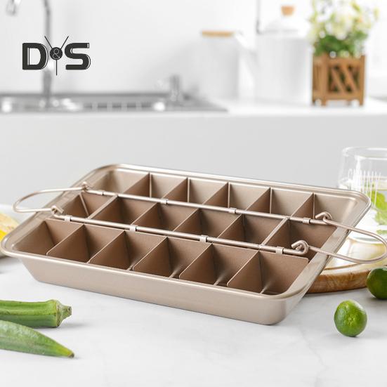 Brownie Pan with Removable Dividers Rectangle Food Grade Stainless Steel Chocolate Cake Muffin Non Stick Baking Tray Sheet Cutter Bakeware Kitchen
