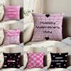 Valentine's Day Stickers X Pillow Case Anti-dustmite Pillowcase Invisible Zipper Silky Short Plush Sofa Cushion Cover