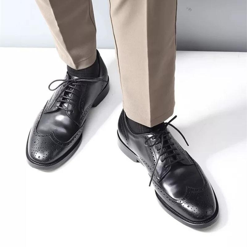 Fashion Vintage Genuine Leather Men Carved Brogues Shoes Handmade Dress Shoes Business Mens Oxford Shoes Leather Footwear