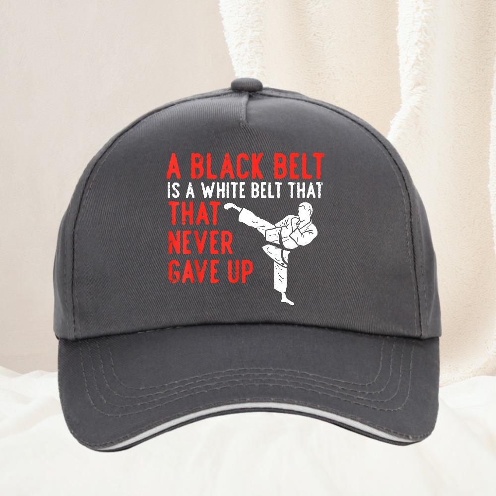 Black Belt Never Gave Up Karate Taekwondo Inspirational Baseball Cap Adjustable Dad Hat boxing training hats