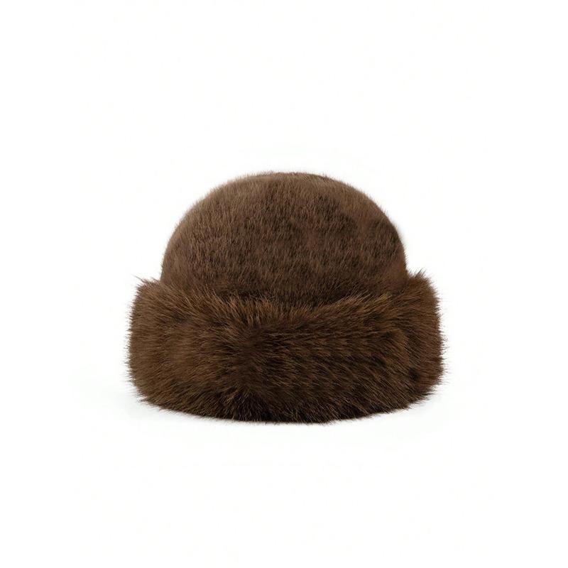 1pc Women s Fuzzy Two-Tone Bucket Hat Winter Fluffy Warmer Bucket Hat,Fashionable Comfort,Suitable for Fashionable Street Wear One Size