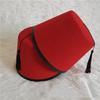 Round Felt Fez Cap Breathable Red Color Fez Hat Moroccan Hat Cosplay Turkish Tassels Cap Festival Supplies