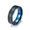 Black Carbon Fiber Ring Anniversary Jewelry Men's Wedding Band Blue/Rose Gold Stainless Steel Engagement Ring For Man Woman