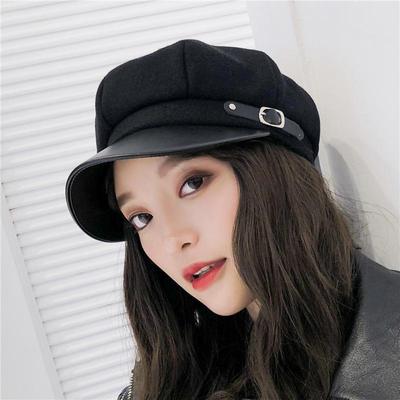 Boina de Lã Feminina: Chapéu de Pintor Estilo Coreano, Bico de Pato, Boina Oitavada Fashion e Quente para Primavera.