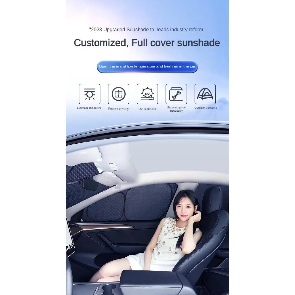Upgraded Privacy Sunshades for Tesla Model Y / YL 2026 Side Window Windshield Blackout Sun Visor Camping Interior AccessoriesWindshield Sunshades 1