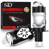 2Pcs H4 LED Dual Projector Lens Car Headlight Bubs Kit Motorcycle Canbus 90W 30000LM High Low Beam Light W/ Turbo Moto Lamp LHD 6000K White
