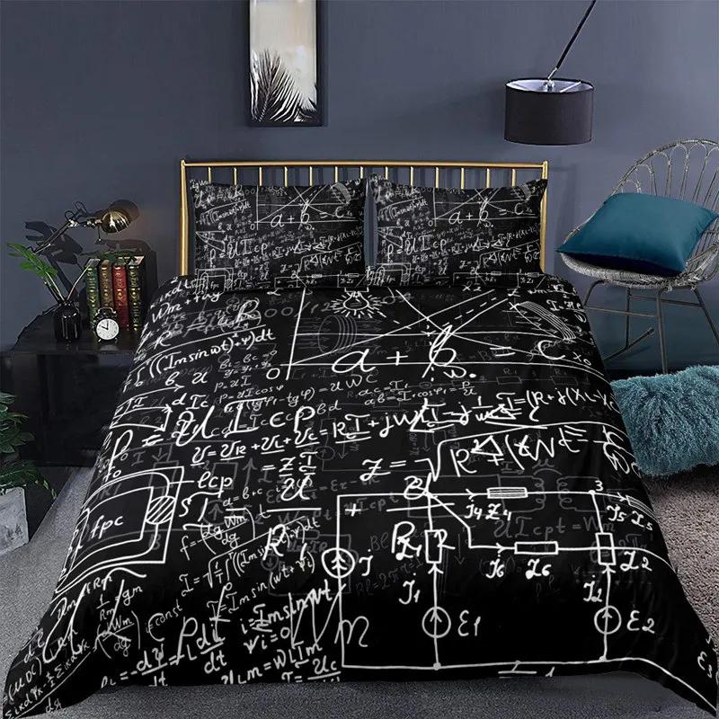 Math Function Duvet Cover Math Equation Bedding Set Double Microfiber Science Geometry Comforter Cover Educational Quilt Cover