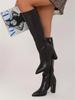 Women Knee High Boots 2025 Winter Pointed Toe Boots Fashion Lady High Heels Shoes Zipper Western Cowgirl Tall Boots Botas Mujer