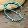 Multiple Styles Available Necklace for Women Natural Turquoise Beaded Jewelry Niche Sense Double Teardrop Pendant Turquoise Beautiful Elegant Necklace