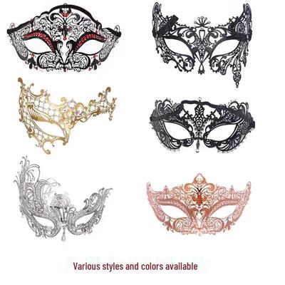 Elegante Maschera Metallica Mezza Faccia con Strass: Design Sexy in Ferro Battuto per Halloween, Maschere e Eventi in Discoteca