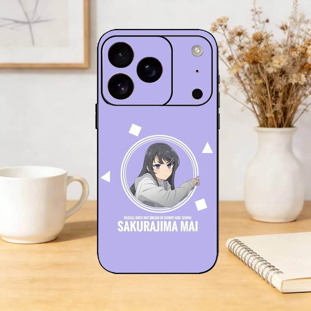 Senior S-Sakurajima Mai Phone Case For iPhone 17,16,15,14,13,12,11 Plus,Pro,Max,Mini Silicone Black Soft Cover