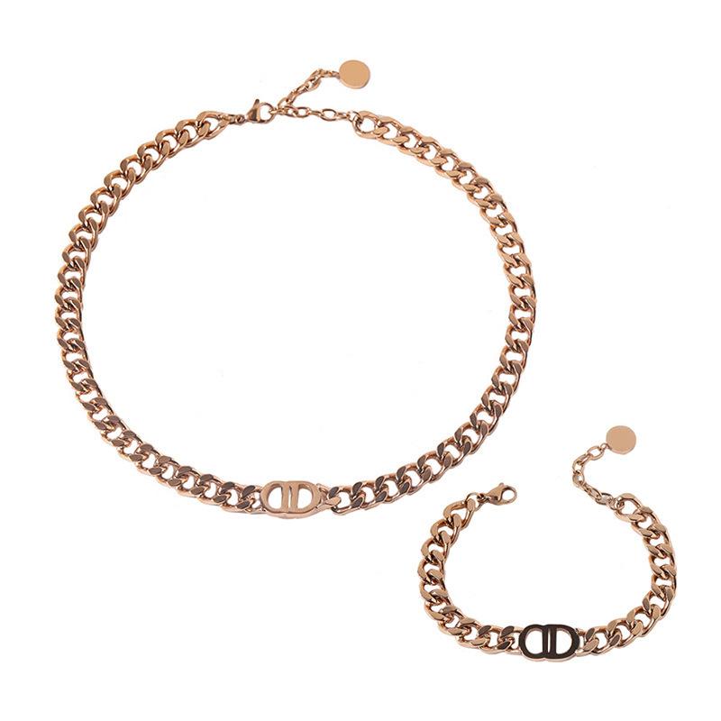 Europäischer und Amerikanischer Stil Klobige Kette Titanstahl Halskette Set