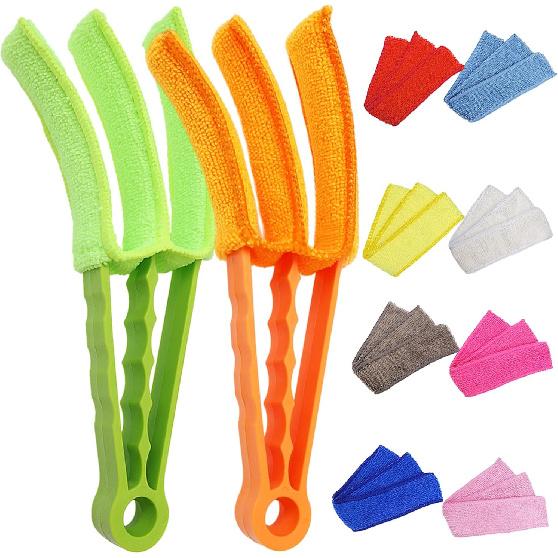 2 Pack 3 Arms Blinds Duster With 10 Colors Microfiber Sleeves, Window Blind Cleaner Duster Brush, Cleaning Tools For Window Blinds, Air Conditioner