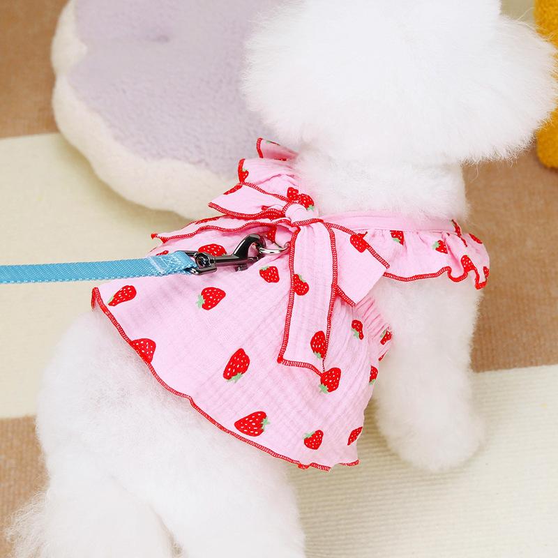 Pet clothes small dog lady quiet dog clothes floral princess skirt cat spring and summer